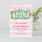 Tropische Roze Bloemen Aloha Luau Verjaardag Uitno Kaart (Staand voorkant)
