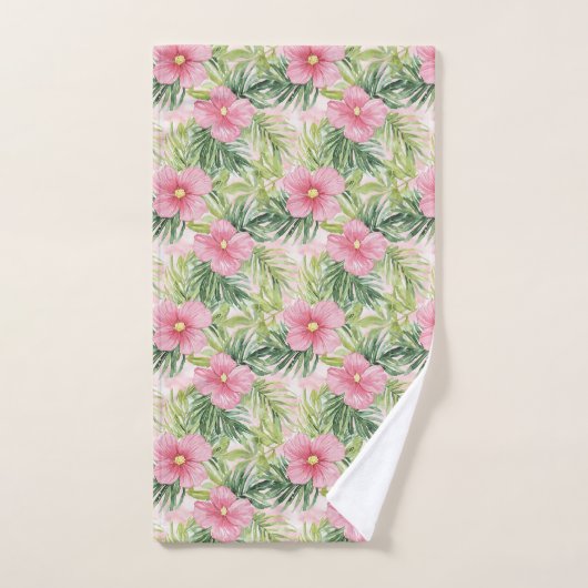 Tropische roze bloemen bad handdoek (Handdoek)