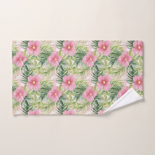 Tropische roze bloemen bad handdoek (Handdoek)