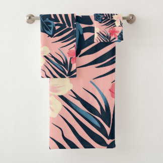 Tropische roze bloemen bad handdoek