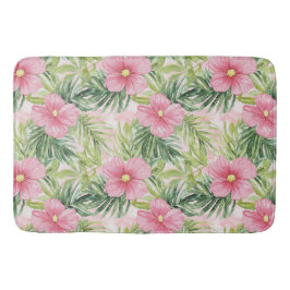 Tropische roze bloemen badmat