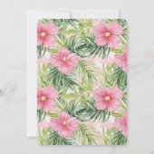 Tropische roze bloemen bruiloft kaart (Achterkant)