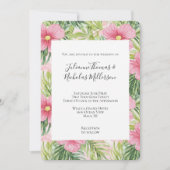 Tropische roze bloemen bruiloft kaart (Voorkant)