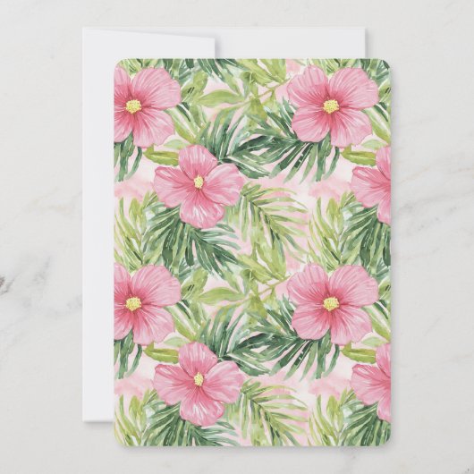 Tropische Roze Bloemen Bruiloftsfeest Kaart (Achterkant)