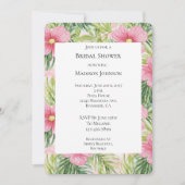 Tropische Roze Bloemen Bruiloftsfeest Kaart (Voorkant)