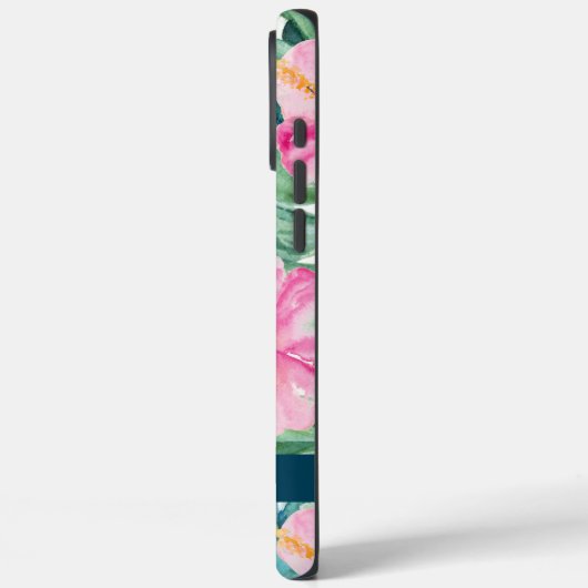Tropische Roze Bloemen Custom iPhone Case (Achterkant / Links)
