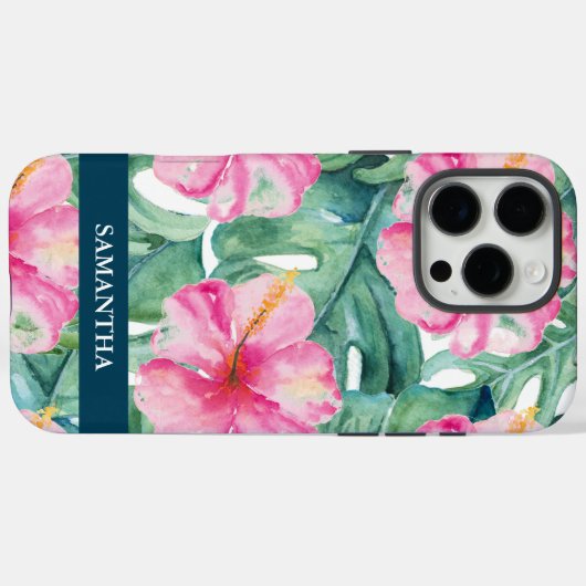 Tropische Roze Bloemen Custom iPhone Case (Achterkant (horizontaal))
