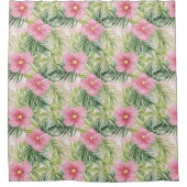 Tropische roze bloemen douchegordijn (Voorkant)