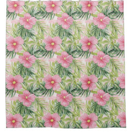 Tropische roze bloemen douchegordijn