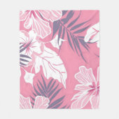 Tropische roze bloemen fleece deken (Voorkant)