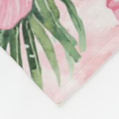 Tropische roze bloemen fleece deken (Hoek)