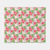 Tropische roze bloemen fleece deken (Voorkant (Horizontaal))