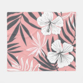 Tropische roze bloemen fleece deken (Voorkant (Horizontaal))