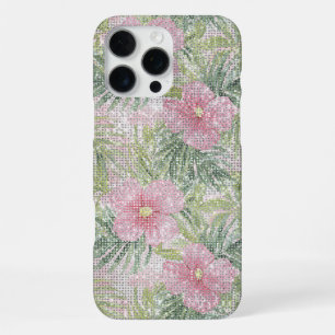 Tropische Roze Bloemen Fonkeling iPhone 16 Pro Max Hoesje