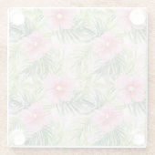 Tropische roze bloemen glazen onderzetter (Achterkant)