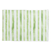 Tropische Roze Bloemen Groene Strepen Kussensloop (Achterkant-Links)