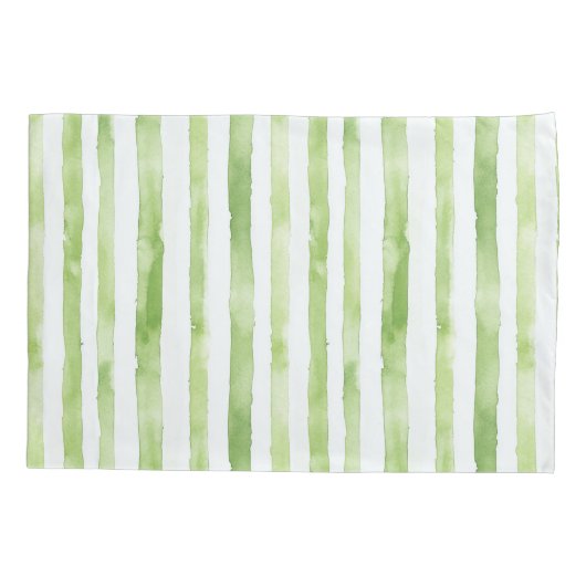 Tropische Roze Bloemen Groene Strepen Kussensloop (Achterkant-Links)