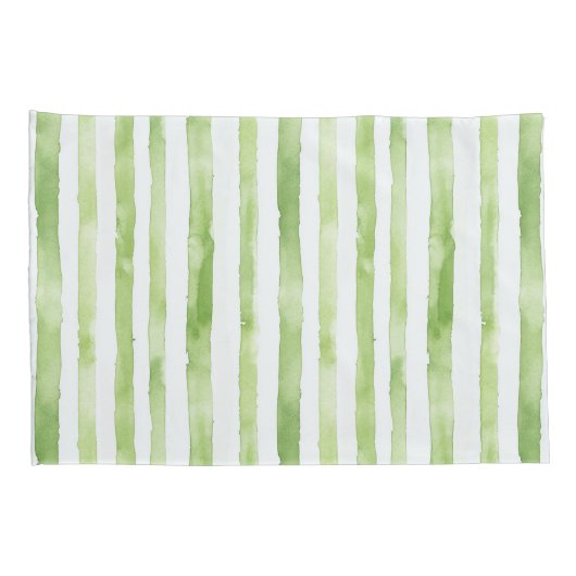 Tropische Roze Bloemen Groene Strepen Kussensloop (Achterkant-Rechts)