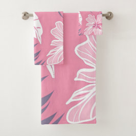Tropische roze bloemen hibiscus bad handdoek