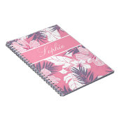 Tropische roze bloemen hibiscus Gepersonaliseerd Notitieboek (Rechterzijde)