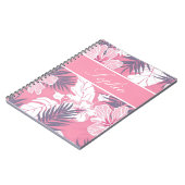 Tropische roze bloemen hibiscus Gepersonaliseerd Notitieboek (Linkerzijde)