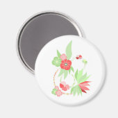 Tropische roze bloemen magneet (Voorkant / Achterkant)