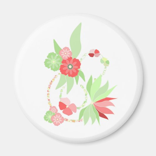 Tropische roze bloemen magneet (Voorkant)