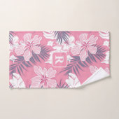 Tropische roze bloemen Monogram fleece deken Bad Handdoek (Handdoek)