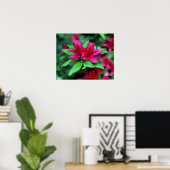 Tropische roze bloemen poster (Thuiskantoor)