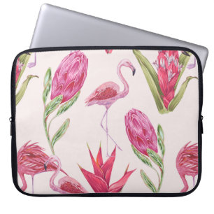 Tropische roze bloemen, protea, paradijsvogel laptop sleeve