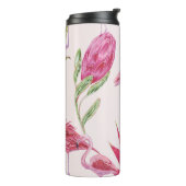 Tropische roze bloemen, protea, paradijsvogel thermosbeker (Gedraaid links)