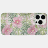 Tropische roze bloemen schitteren Case-Mate iPhone case (Achterkant (horizontaal))