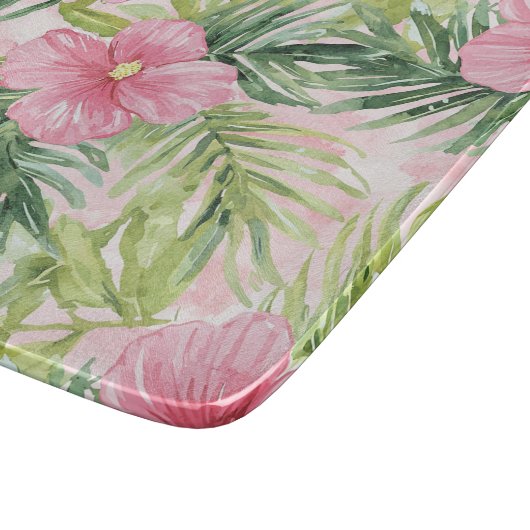 Tropische roze bloemen snijplank (Hoek)