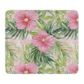 Tropische roze bloemen snijplank (Voorkant)