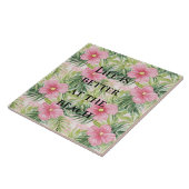 Tropische roze bloemen tegeltje (Zijkant)
