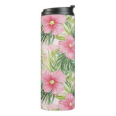 Tropische roze bloemen thermosbeker (Gedraaid links)