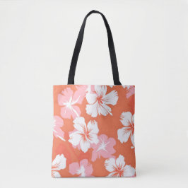 Tropische roze bloemen tote bag