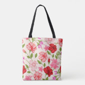 Tropische roze bloemen tote bag (Achterkant)