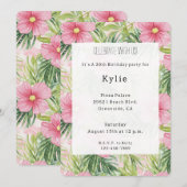 Tropische Roze Bloemen Verjaardag   Kaart (Voorkant / Achterkant)