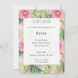 Tropische Roze Bloemen Verjaardag Kaart