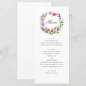 Tropische roze bloemen. Waterverf bloemenbruiloft Menu (Voorkant / Achterkant)