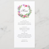 Tropische roze bloemen. Waterverf bloemenbruiloft Menu (Voorkant)