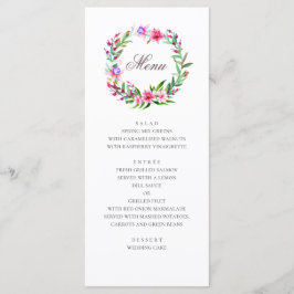 Tropische roze bloemen. Waterverf bloemige bruilof Menu