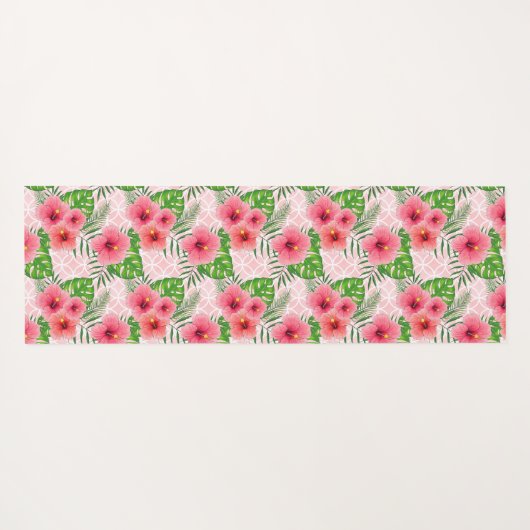 Tropische roze bloemen yogamat (Achterkant (horizontaal))