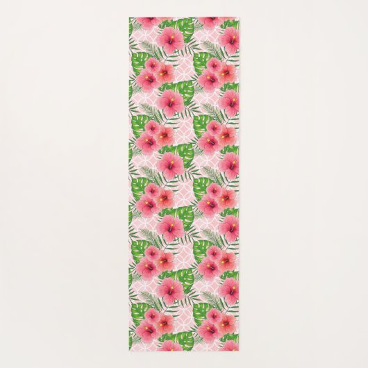 Tropische roze bloemen yogamat (Achterkant)