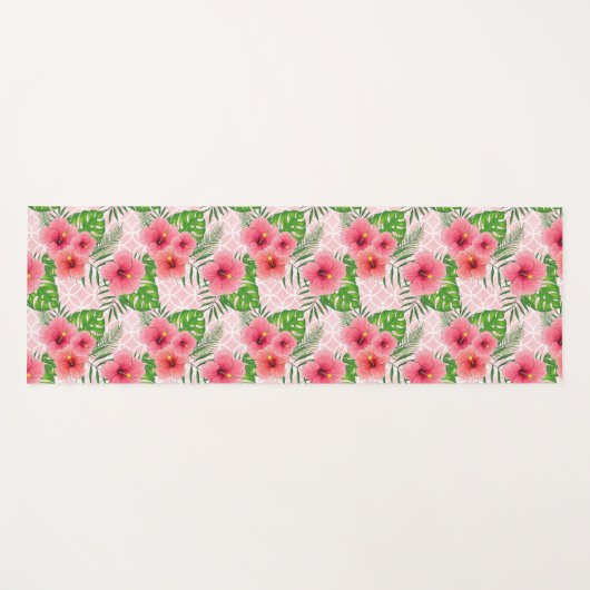 Tropische roze bloemen yogamat (Voorkant (horizontaal))