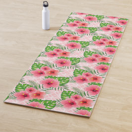 Tropische roze bloemen yogamat