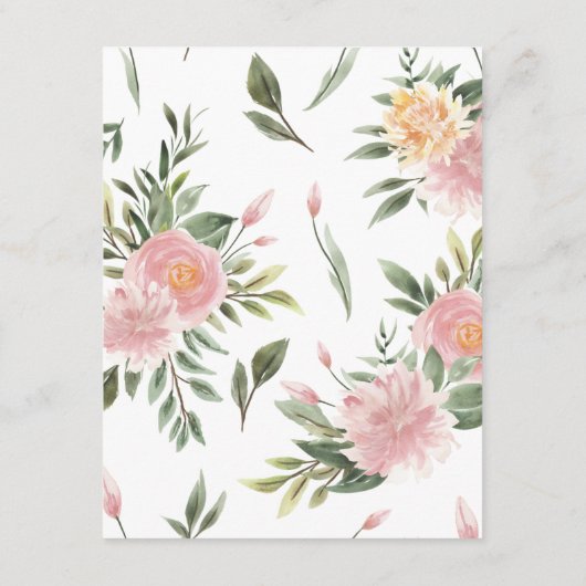 Tropische roze bloemenbruiloft Gast Details Informatiekaartje (Achterkant)