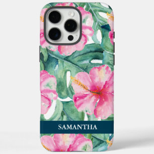 Tropische Roze Bloemige Op Maat Gemaakte iPhone Ho 16 Pro Max Hoesje