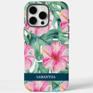 Tropische Roze Bloemige Op Maat Gemaakte iPhone Ho 16 Pro Max Hoesje